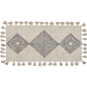 Beliani Area Rug Beige Cotton 80 x 150 cm Rectangular with Tassels Geometric Pattern Boho Oriental Style Material:Cotton Size:xx80