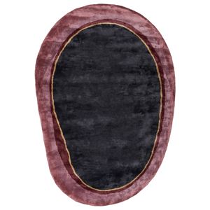 Beliani Area Rug Black Viscose 160 x 230 cm Organic Kidney Shape Accent Rug  Material:Viscose Size:xx160