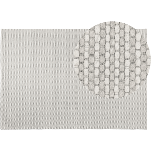 Beliani Rug Grey Wool and Polyester 140 x 200 cm Hand Tufted Classic Design Material:Wool Size:xx140