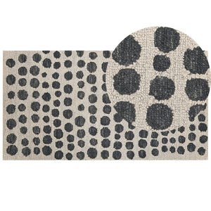 Beliani Area Rug Beige and Black Wool 80 x 150 cm Hand Tufted Spotted Pattern Boho Living Room Bedroom Material:Wool Size:xx80