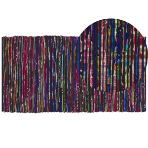 Beliani Rug Dark Multicolour Polyester Cotton 80 x 150 cm Rectangular Handmade Boho Eclectic Material:Polyester Size:xx80