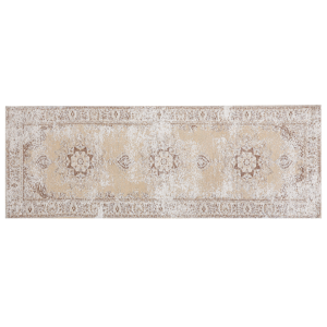 Beliani Area Rug Runner Grey 60 x 180 cm Oriental Distressed Living Room Bedroom Material:Cotton Size:xx60