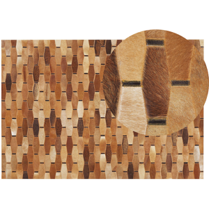 Beliani Area Rug Brown Cowhide Leather 140 x 200 cm Geometrical Pattern Patchwork Material:Cowhide Leather Size:xx140