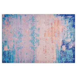 Beliani Area Rug Carpet Blue Polyester Fabric Abstract Distressed Pattern Rubber Coated Bottom 160 x 230 cm Material:Polyester Size:xx160