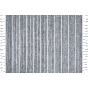 Beliani Area Rug Light Grey Fabric 140 x 200 cm Living Room Bedroom Stripe Pattern Modern Material:Synthetic Material Size:xx140