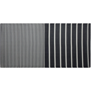 Beliani Outdoor Rug Mat Black Synthetic 90 x 180 cm Striped Geometric Pattern Eco Friendly Modern Minimalist Material:Polypropylene Size:xx90