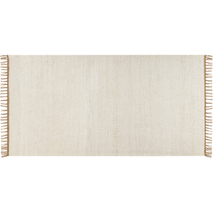 Beliani Area Rug Light Beige Jute 80 x 150 cm Tassels Handwoven Boho Hallway Bedroom Material:Jute Size:xx80