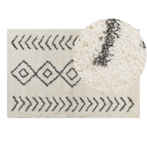 Beliani Area Rug Light Beige and Grey 160 x 230 cm Shaggy Rectangular Geometric Pattern Boho Traditional Style Living Room Bedroom Material:Polypropylene Size:xx160