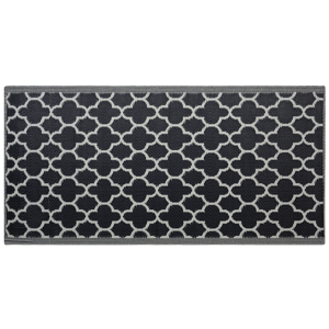 Beliani Outdoor Indoor Area Rug Black And White PP 90 x 180 cm Trellis Pattern Material:Polypropylene Size:xx90