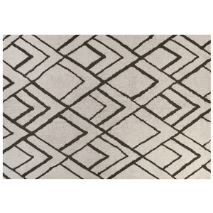 Beliani Area Rug White and Green Cotton 160 x 230 cm Geometric Pattern Rectangular Hand Woven Modern Design Material:Cotton Size:xx160