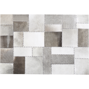 Beliani Area Rug Brown and Grey Cowhide Leather 160 x 230 cm Handcrafted Patchwork Vintage Material:Cowhide Leather Size:xx160