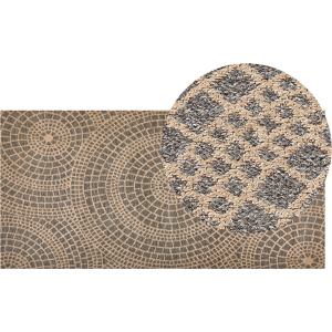 Beliani Area Rug Beige and Grey Jute 80 x 150 cm Rectangular with Geometric Pattern Flat Weave Boho Style Bedroom Living Room Material:Jute Size:xx80