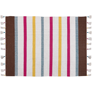 Beliani Area Rag Rug Multicolour Stripes Cotton 140 x 200 cm Rectangular Hand Woven Material:Cotton Size:xx140