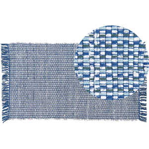 Beliani Rag Rug Blue Cotton 80 x 150 cm Rectangular Handmade Boho Eclectic Material:Cotton Size:xx80