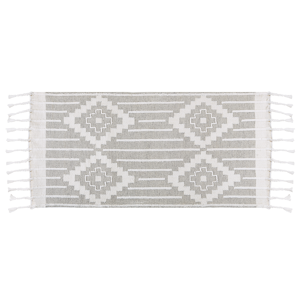 Beliani Area Rug Grey and White 80 x 150 cm Synthetic Material Decorative Tassels Indian Style Indoor Outdoor  Material:Synthetic Material Size:xx80
