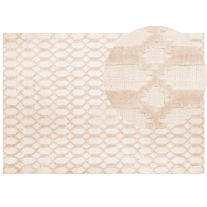 Beliani Rug Beige Viscose 160 x 230 cm Geometric Pattern Hand Woven Flatweave Material:Viscose Size:xx160
