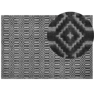 Beliani Rug Grey Viscose 160 x 230 cm Geometric Pattern Hand Woven Flatweave Material:Viscose Size:xx160