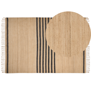 Beliani Area Rug Beige Jute 160 x 230 cm Braided Handmade Striped Pattern Natural Boho Style Textile Material:Jute Size:xx160