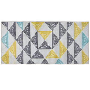 Beliani Area Rug Grey and Yellow Printed Geometric Pattern 80 x 150 cm Low Pile Material:Polyester Size:xx80