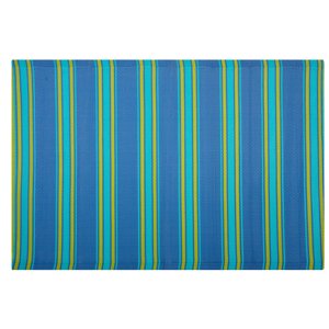 Beliani Outdoor Rug Mat Blue Synthetic 120 x 180 cm Striped Geometric Pattern Eco Friendly Modern Minimalistic Material:Polypropylene Size:xx120