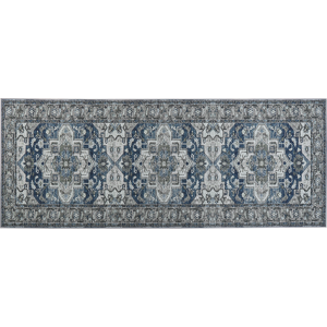 Beliani Runner Rug Runner Grey and Blue Polyester 80 x 200 cm Oriental Distressed Living Room Bedroom Decorations Material:Polyester Size:xx80