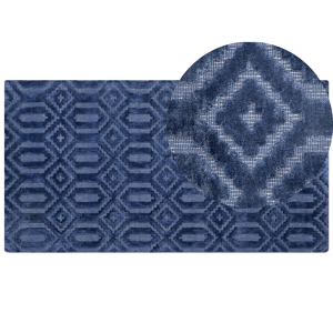 Beliani Rug Blue Viscose 80 x 150 cm Geometric Pattern Hand Woven Flatweave Material:Viscose Size:xx80