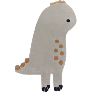 Beliani Kids Rug Grey Wool 100 x 160 cm Hand Tufted Dinosaur Shaped Material:Wool Size:xx100