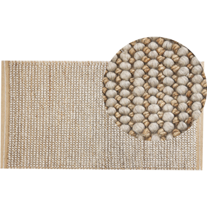 Beliani Area Rug Beige 80 x 150 cm Wool Handwoven Living Room Bedroom Accessory Material:Wool Size:xx80