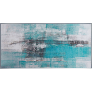 Beliani Rug Blue Multicolour 80 x 150 cm 3D Print Low Pile Modern Material:Polyester Size:xx80