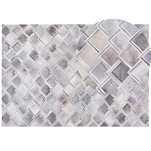 Beliani Area Rug Grey Leather 160 x 230 cm Patchwork Cowhide Geometric Rectangular Modern Material:Cowhide Leather Size:xx160