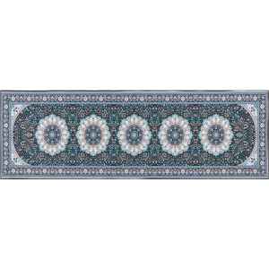 Beliani Runner Rug Blue Polyester 80 x 240 cm Oriental Pattern Anti-Slip Bottom Vintage Style Modern Hallway Material:Polyester Size:xx80