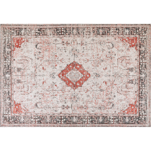 Beliani Area Rug Red and Beige Cotton Polyester 160 x 230 cm Oriental Pattern Distressed Vintage Home Decor Material:Cotton Size:xx160