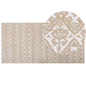 Beliani Area Rug Beige Jute 80 x 150 cm Rectangular with Geometric Pattern Flat Weave Boho Style Bedroom Living Room Material:Jute Size:xx80
