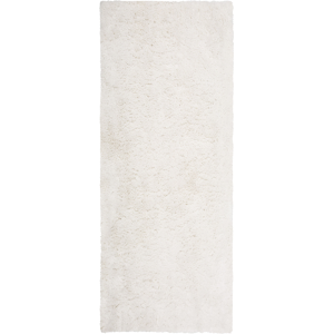 Beliani Shaggy Area Rug White Polyester 80 x 150 cm Hand Tufted Fluffy Dense Pile Modern Living Room Bedroom Material:Polyester Size:xx80