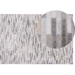 Beliani Area Rug Grey Leather 140 x 200 cm Patchwork Cowhide Rectangular Modern Material:Cowhide Leather Size:xx140