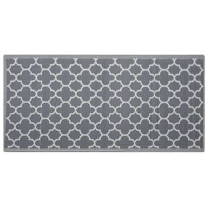 Beliani Outdoor Indoor Area Rug Grey PP 90 x 180 cm Trellis Pattern Material:Polypropylene Size:xx90