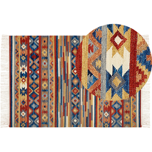 Beliani Wool Area Rug Multicolour 160 x 230 cm Hand Woven Ethnic Motif Rustic Oriental Design Material:Wool Size:xx160