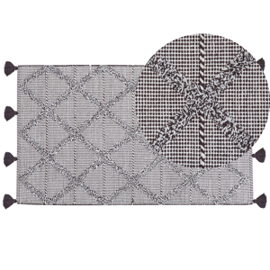 Beliani Rug Brown 80 x 150 cm Geometric Pattern with Tassels Oriental Material:Cotton Size:xx80