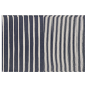 Beliani Outdoor Rug Mat Blue Synthetic 120 x 180 cm Striped Geometric Pattern Eco Friendly Modern Minimalist Material:Polypropylene Size:xx120