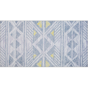 Beliani Rug Grey with Yellow Polyester 80 x 150 cm Low Pile Geometric Pattern  Material:Polyester Size:xx80