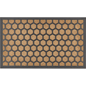 Beliani Doormat Natural Polyester Black Rubber Backing Anti-Slip 45 x 75 cm Honey Comb Print Modern Indoor Decoration Material:Polyester Size:xx75