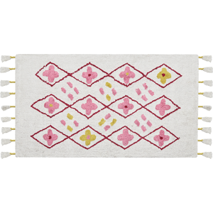 Beliani Area Rug Multicolour Cotton 80 x 150 cm Rectangular with Tassels Geometric Pattern Boho Oriental Style Material:Cotton Size:xx80