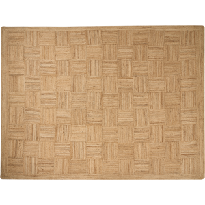 Beliani Area Rug Beige Jute 300 x 400 cm Braided Handmade Checked Pattern Natural Boho Style Textile Material:Jute Size:xx300