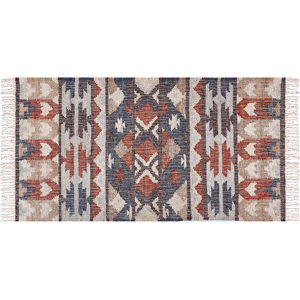 Beliani Area Rug Multicolour Jute 80 x 150 cm Rectangle Geometric Pattern with Tassels Handwoven Boho Style Living Room Bedroom Material:Jute Size:xx80