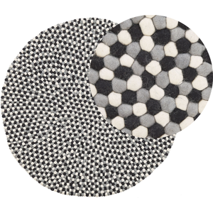 Beliani Area Rug Multicolour Wool Felt Balls Hand-Woven Round  ø140 cm Material:Wool Size:xx140