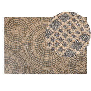 Beliani Area Rug Beige and Grey Jute 160 x 230 cm Rectangular with Geometric Pattern Flat Weave Boho Style Bedroom Living Room Material:Jute Size:xx160