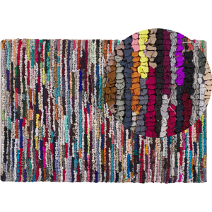 Beliani Rag Rug Multicolour with Cotton 140 x 200 cm Rectangular Hand Woven Oriental Boho Material:Polyester Size:xx140