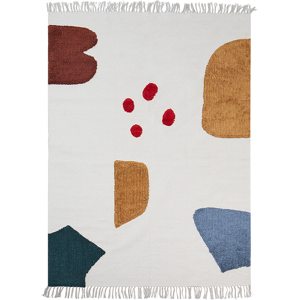 Beliani Area Rug Multicolour Cotton Abstract Pattern 140 x 200 cm Low Pile Tassels Rectangular Living Room Bedroom Material:Cotton Size:xx140