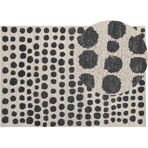 Beliani Area Rug Beige and Black Wool 160 x 230  cm Hand Tufted Spotted Pattern Boho Living Room Bedroom Material:Wool Size:xx160