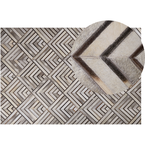 Beliani Cowhide Area Rug Beige Leather Patchwork Diamond Geometric Pattern 140 x 200 cm Material:Cowhide Leather Size:xx140